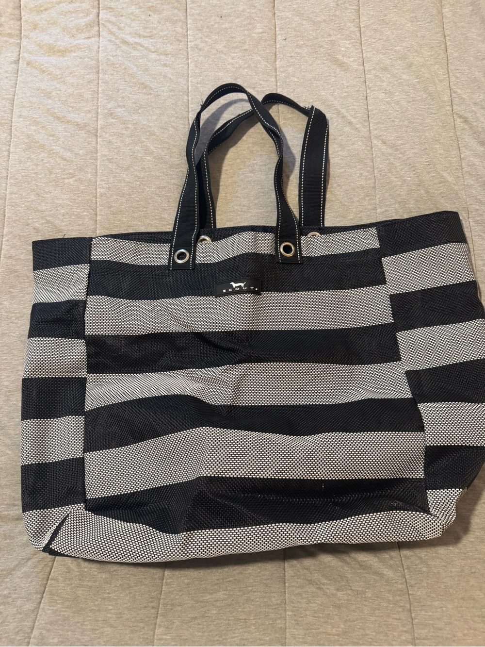 Scout Large Black & White Striped Tote Bag | Beach Travel Carryall